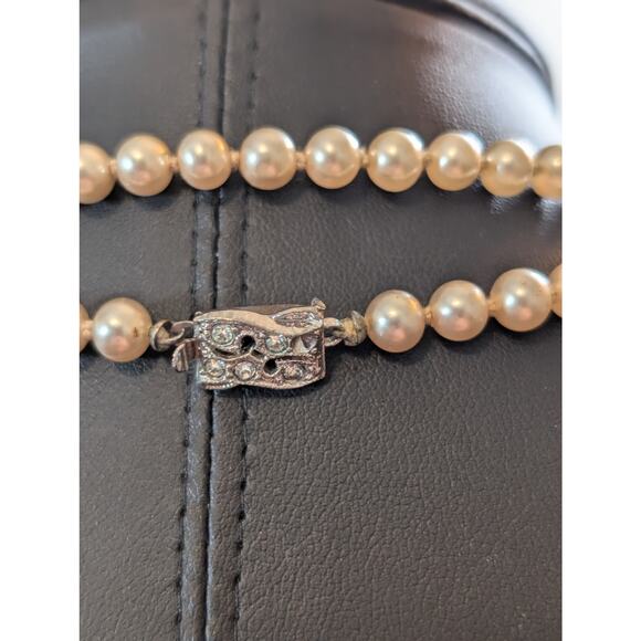 Vintage Faux Champagne Hand-Knotted 6mm Glass Pearl 32" Long Strand Necklace - Picture 5 of 6